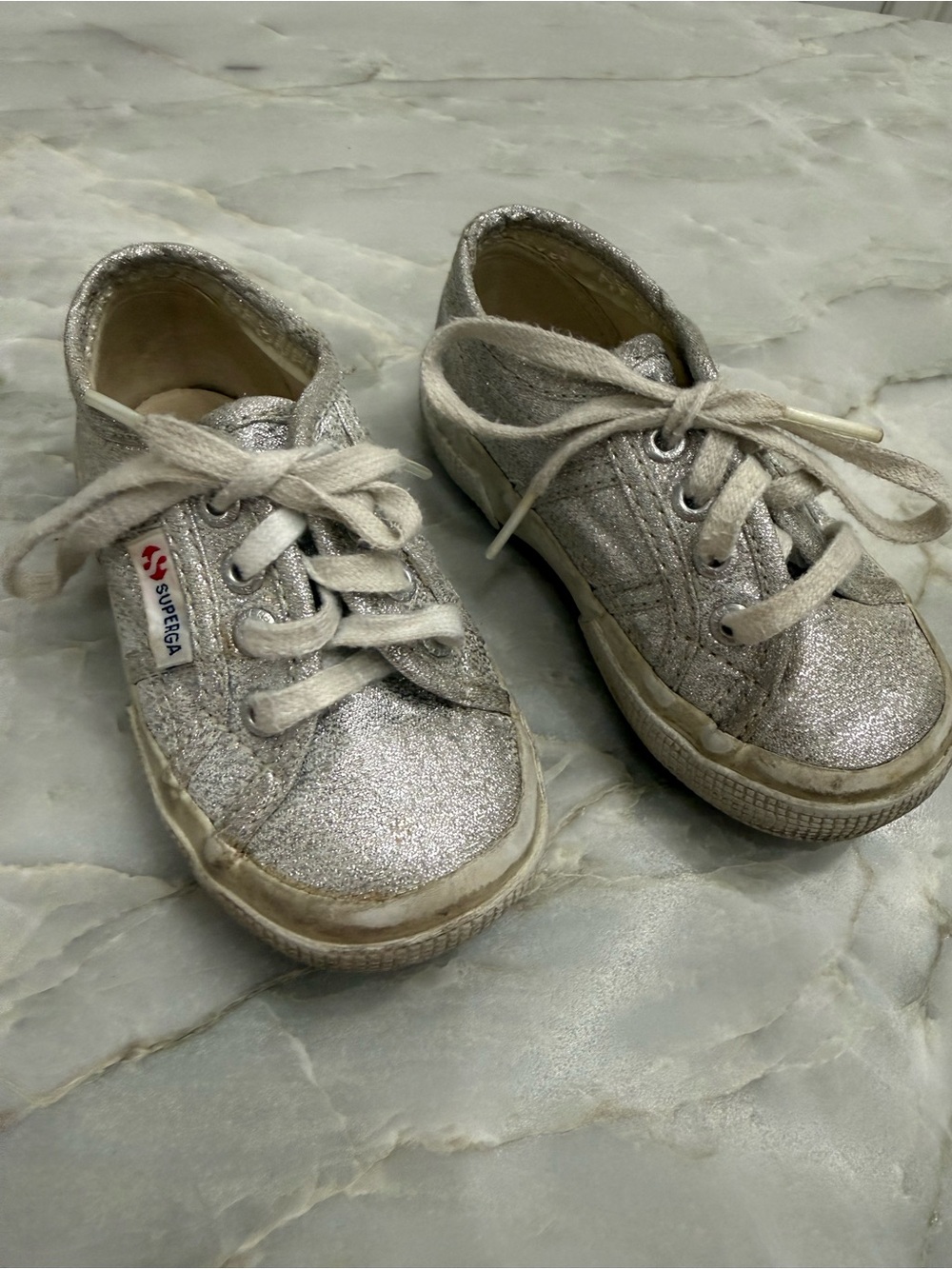 Superga Kids Silver Glitter Low-Top Sneakers